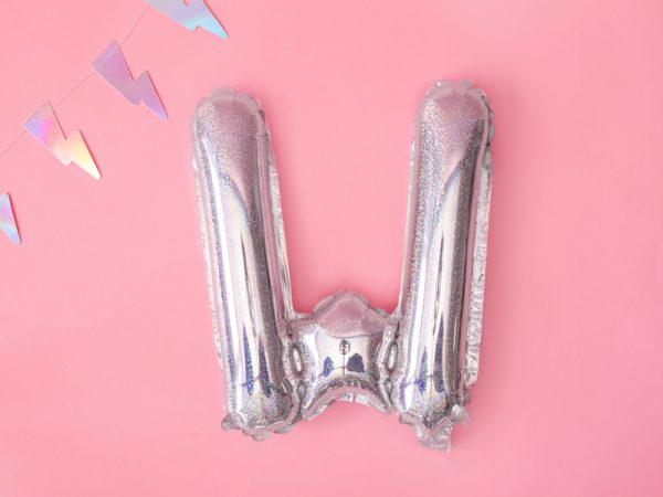 Foil Balloon Letter ''W'', 35cm, holographic