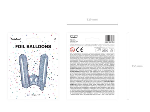 Foil Balloon Letter ''W'', 35cm, holographic