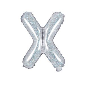 Foil Balloon Letter ''X'', 35cm, holographic