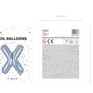 Foil Balloon Letter ''X'', 35cm, holographic
