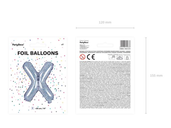 Foil Balloon Letter ''X'', 35cm, holographic