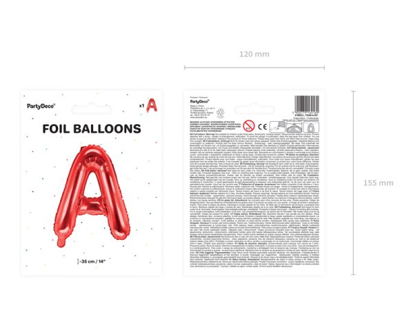 Foil Balloon Letter ''A'', 35cm, red