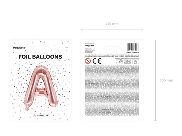 Foil Balloon Letter ''A'', 35cm, rose gold
