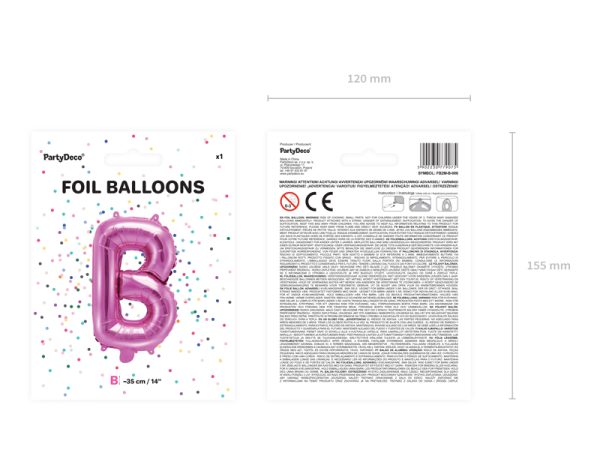 Foil Balloon Letter ''B'', 35cm, dark pink
