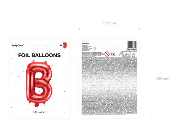 Foil Balloon Letter ''B'', 35cm, red