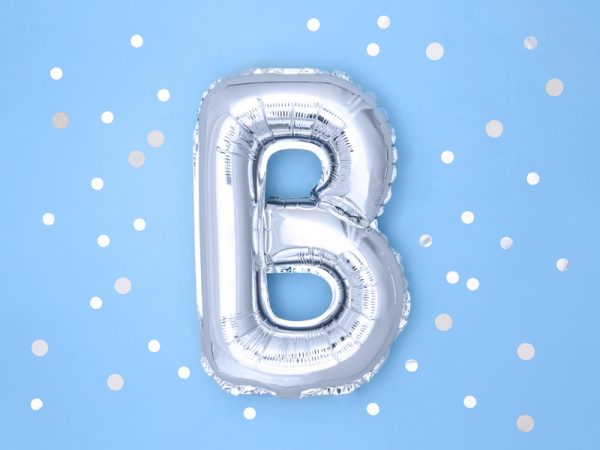 Foil Balloon Letter ''B'', 35cm, silver