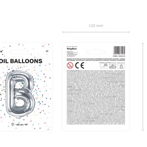 Foil Balloon Letter ''B'', 35cm, silver