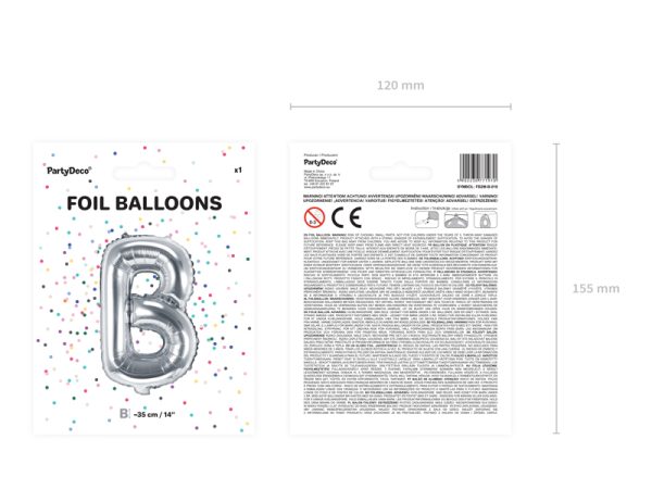 Foil Balloon Letter ''B'', 35cm, silver