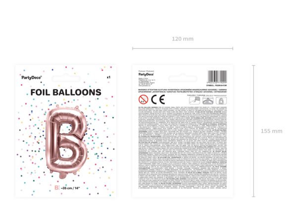 Foil Balloon Letter ''B'', 35cm, rose gold