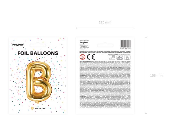 Foil Balloon Letter ''B'', 35cm, gold