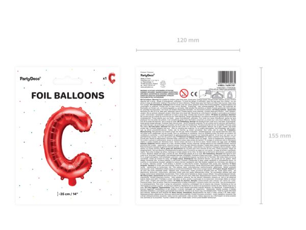Foil Balloon Letter ''C'', 35cm, red