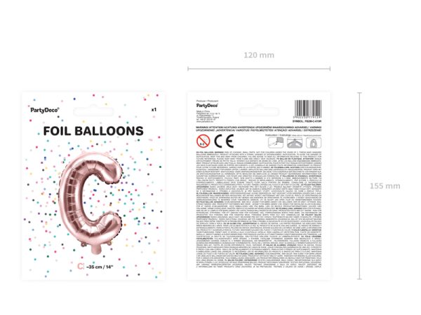 Foil Balloon Letter ''C'', 35cm, rose gold