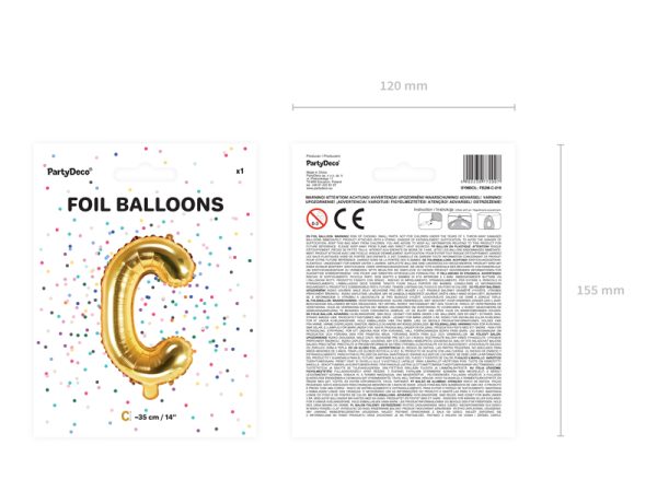 Foil Balloon Letter ''C'', 35cm, gold
