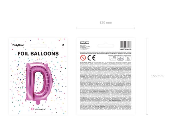 Foil Balloon Letter ''D'', 35cm, dark pink