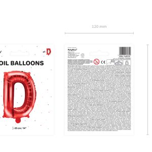 Foil Balloon Letter ''D'', 35cm, red