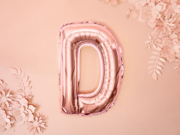Foil Balloon Letter ''D'', 35cm, rose gold