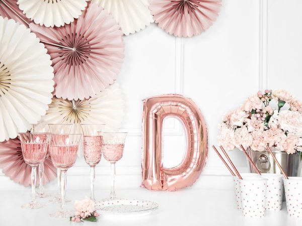 Foil Balloon Letter ''D'', 35cm, rose gold