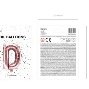 Foil Balloon Letter ''D'', 35cm, rose gold