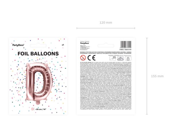 Foil Balloon Letter ''D'', 35cm, rose gold