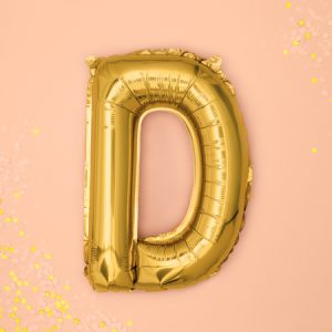 Foil Balloon Letter ''D'', 35cm, gold