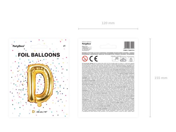 Foil Balloon Letter ''D'', 35cm, gold