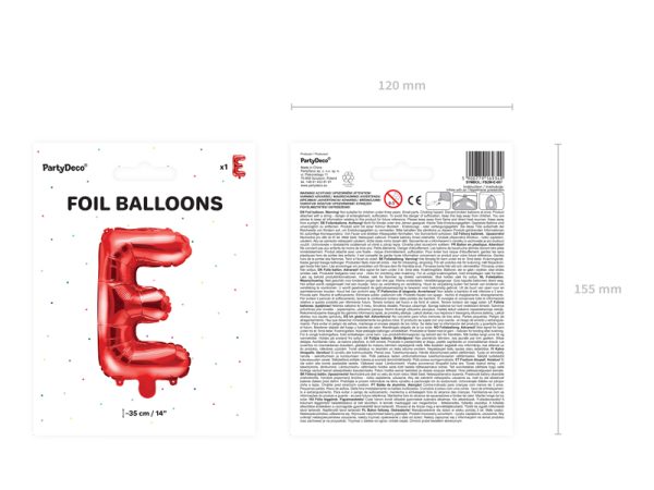 Foil Balloon Letter ''E'', 35cm, red