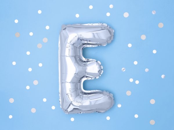 Foil Balloon Letter ''E'', 35cm, silver