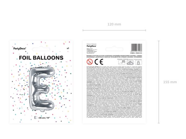 Foil Balloon Letter ''E'', 35cm, silver