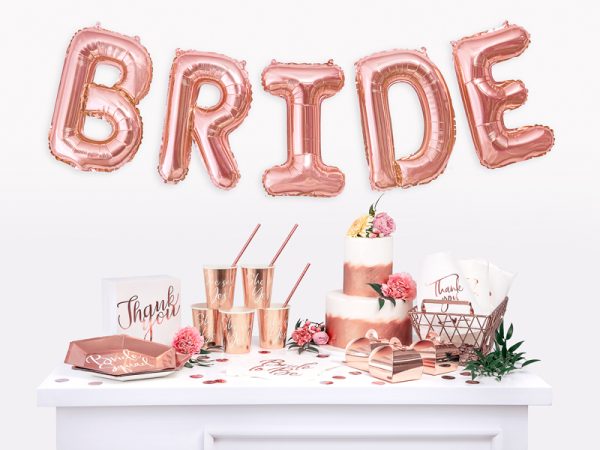 Foil Balloon Letter ''E'', 35cm, rose gold