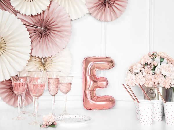 Foil Balloon Letter ''E'', 35cm, rose gold