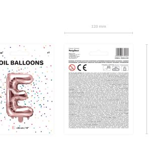 Foil Balloon Letter ''E'', 35cm, rose gold