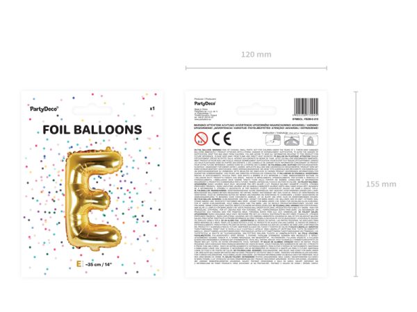 Foil Balloon Letter ''E'', 35cm, gold