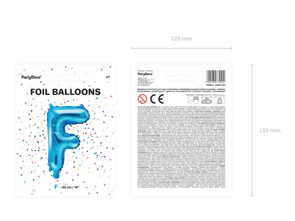 Foil Balloon Letter ''F'', 35cm, blue