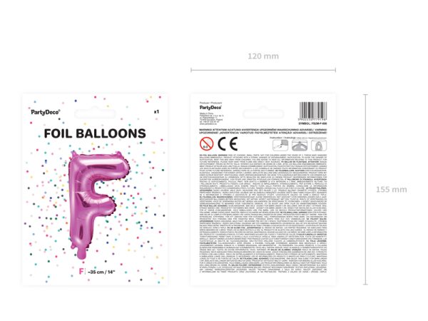 Foil Balloon Letter ''F'', 35cm, dark pink