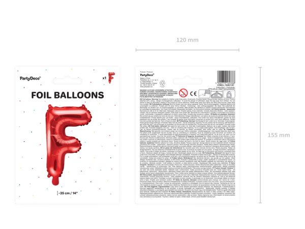 Foil Balloon Letter ''F'', 35cm, red