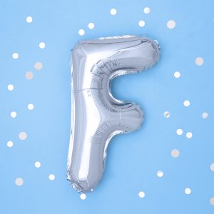 Foil Balloon Letter ''F'', 35cm, silver