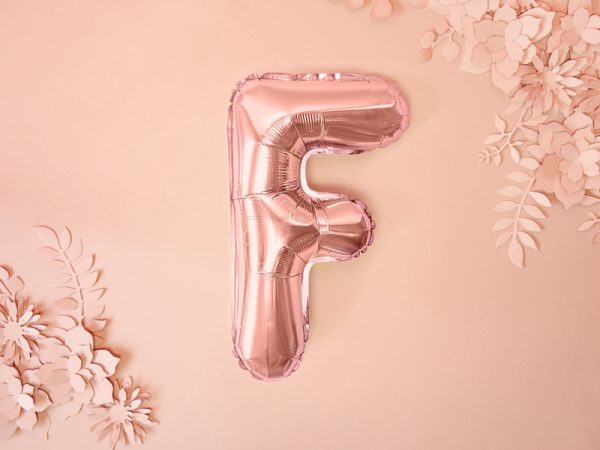 Foil Balloon Letter ''F'', 35cm, rose gold
