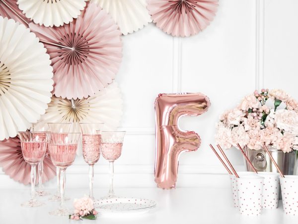 Foil Balloon Letter ''F'', 35cm, rose gold
