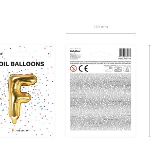 Foil Balloon Letter ''F'', 35cm, gold