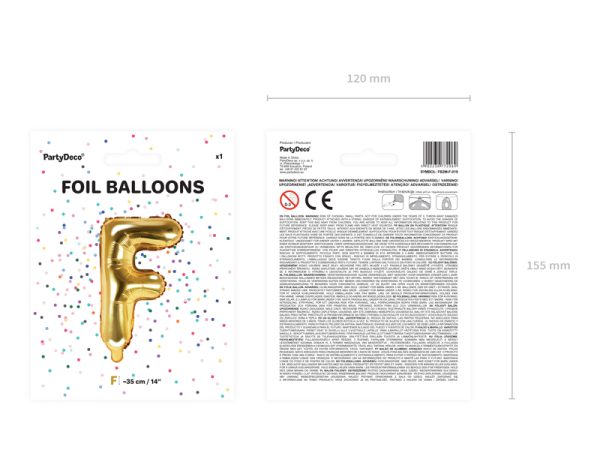 Foil Balloon Letter ''F'', 35cm, gold