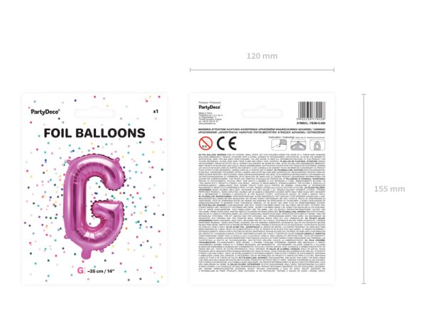 Foil Balloon Letter ''G'', 35cm, dark pink