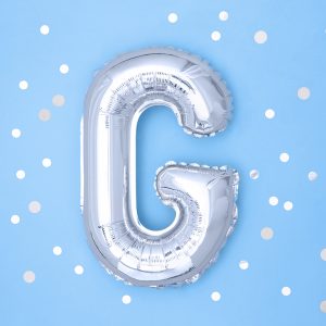 Foil Balloon Letter ''G'', 35cm, silver