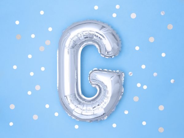 Foil Balloon Letter ''G'', 35cm, silver