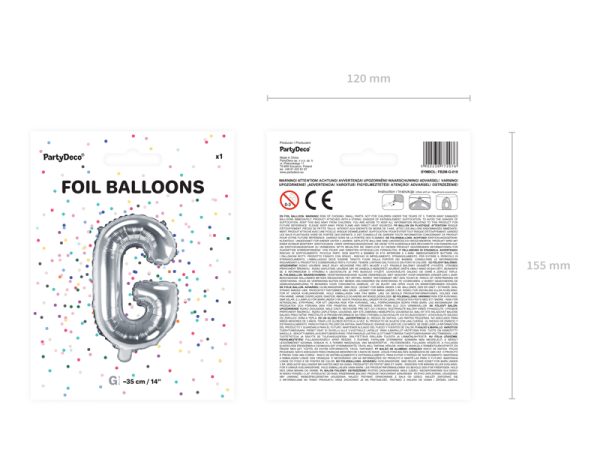 Foil Balloon Letter ''G'', 35cm, silver