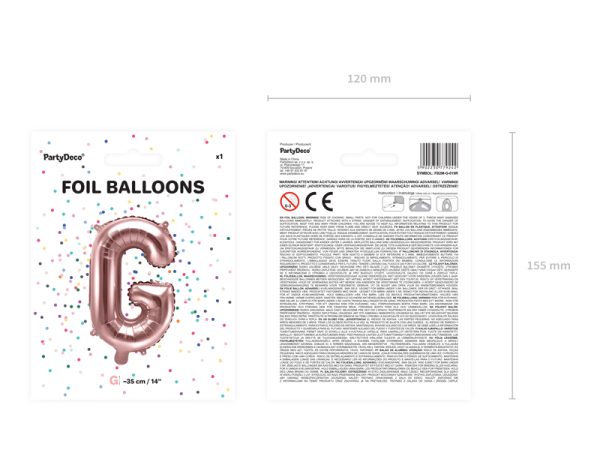 Foil Balloon Letter ''G'', 35cm, rose gold
