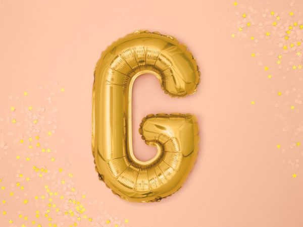Foil Balloon Letter ''G'', 35cm, gold