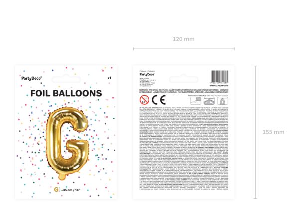 Foil Balloon Letter ''G'', 35cm, gold