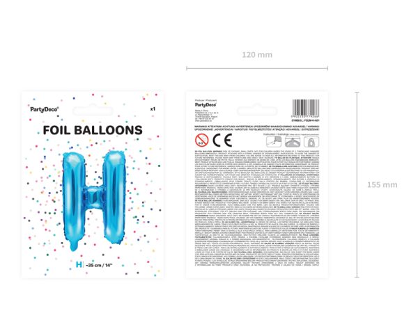 Foil Balloon Letter ''H'', 35cm, blue