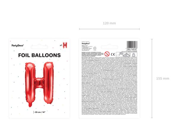 Foil Balloon Letter ''H'', 35cm, red