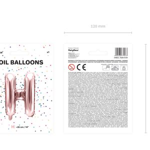 Foil Balloon Letter ''H'', 35cm, rose gold